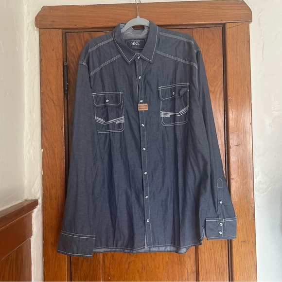 BKE Denim Button-Up Shirt - Picture 1 of 5